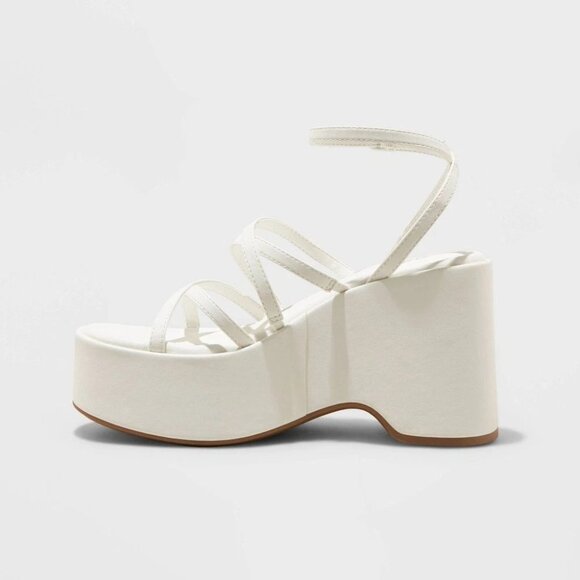 Wild Fable Women's Platform High Heel Sandals Ankle Strap Crisscross White 11 - Picture 12 of 12
